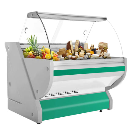 GGM Gastro Serve Over Counter - 990x1150mm - green front - granite worktop - capacity 250 litres - curved front glass