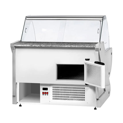 GGM Gastro Serve Over Counter - 990x1150mm - green front - granite worktop - capacity 250 litres - curved front glass
