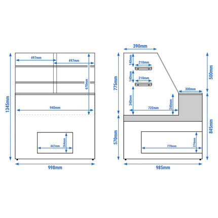 GGM Gastro Serve Over Counter - 998x985mm - with 1 door - LED lighting