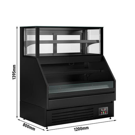 GGM Gastro Serve Over Counter HELSINKI - 1200x800mm - glass doors - black front - capacity 199 litres - with 4 shelves