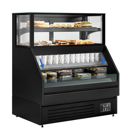 GGM Gastro Serve Over Counter HELSINKI - 1200x800mm - glass doors - black front - capacity 199 litres - with 4 shelves