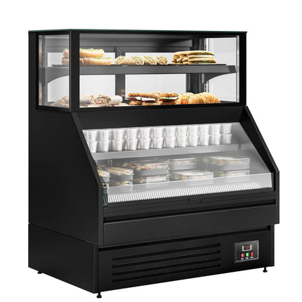 GGM Gastro Serve Over Counter HELSINKI - 1200x800mm - glass doors - black front - capacity 199 litres - with 4 shelves