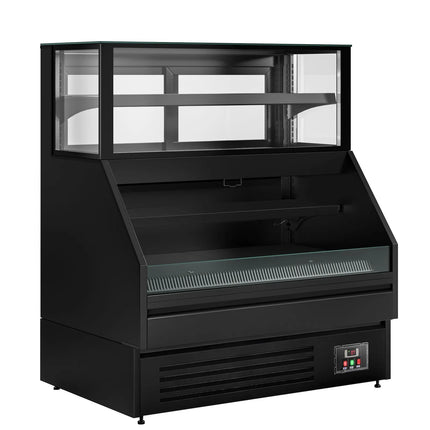 GGM Gastro Serve Over Counter HELSINKI - 1200x800mm - glass doors - black front - capacity 199 litres - with 4 shelves