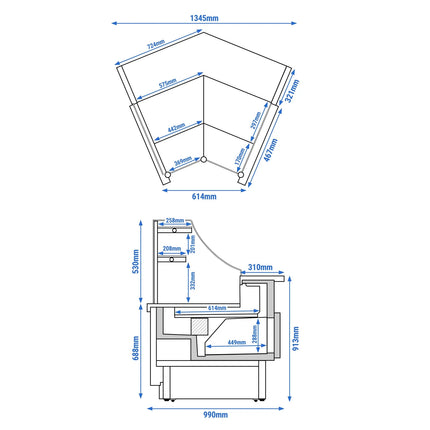 GGM Gastro Serve Over Counter RIGA - 1365mm - 2 shelves