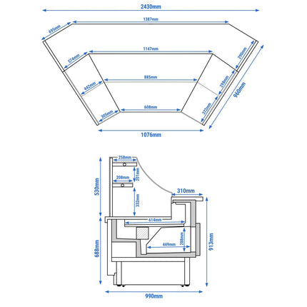 GGM Gastro Serve Over Counter RIGA - 1750x990mm - double glazing - with 2 shelves
