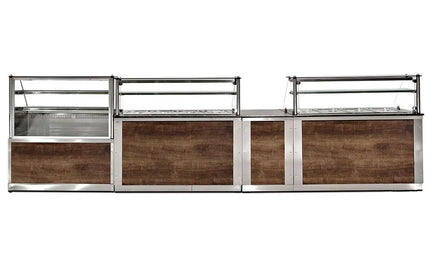 GGM Gastro Serve Over Counter Service Line - 1000x880mm - LED lighting - granite worktop - wood-look front panel