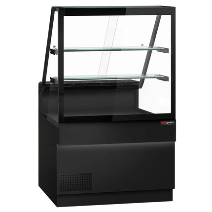 GGM Gastro Serve Over Counter TORONTO - 1000mm - double glazing - black front - with 2 shelves - granite worktop