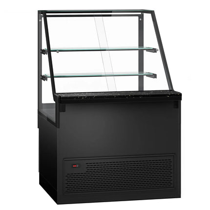 GGM Gastro Serve Over Counter TORONTO - 1000mm - double glazing - black front - with 2 shelves - granite worktop