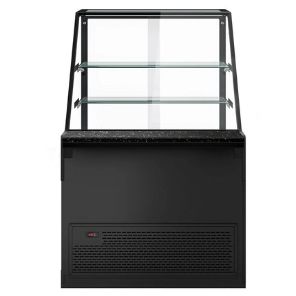 GGM Gastro Serve Over Counter TORONTO - 1000mm - double glazing - black front - with 2 shelves - granite worktop