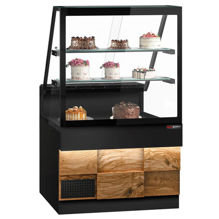 GGM Gastro Serve Over Counter TORONTO - 1000mm - double glazing - wood front - with 2 shelves - granite worktop