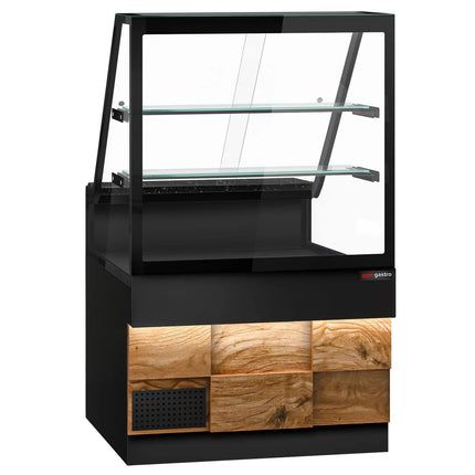 GGM Gastro Serve Over Counter TORONTO - 1000mm - double glazing - wood front - with 2 shelves - granite worktop
