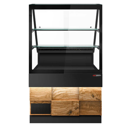 GGM Gastro Serve Over Counter TORONTO - 1000mm - double glazing - wood front - with 2 shelves - granite worktop