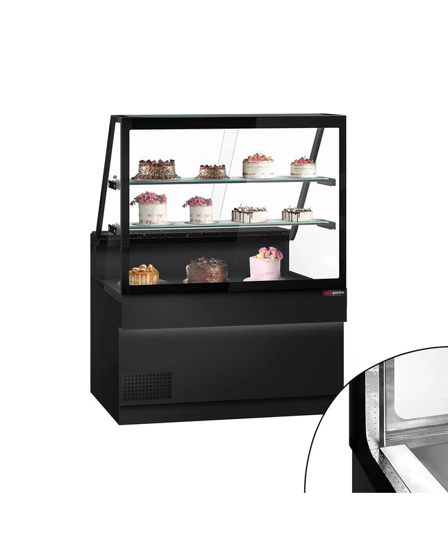 GGM Gastro Serve Over Counter TORONTO - 1300mm - double glazing - black front - with 2 shelves - granite worktop