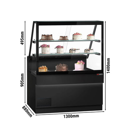GGM Gastro Serve Over Counter TORONTO - 1300mm - double glazing - black front - with 2 shelves - granite worktop