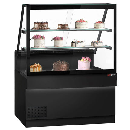 GGM Gastro Serve Over Counter TORONTO - 1300mm - double glazing - black front - with 2 shelves - granite worktop
