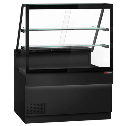GGM Gastro Serve Over Counter TORONTO - 1300mm - double glazing - black front - with 2 shelves - granite worktop
