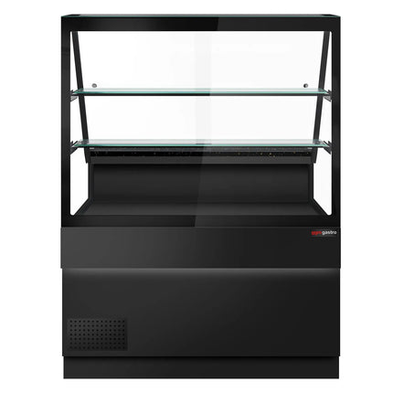 GGM Gastro Serve Over Counter TORONTO - 1300mm - double glazing - black front - with 2 shelves - granite worktop
