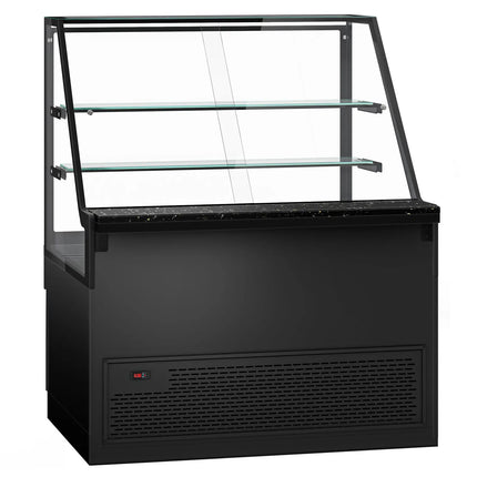 GGM Gastro Serve Over Counter TORONTO - 1300mm - double glazing - black front - with 2 shelves - granite worktop