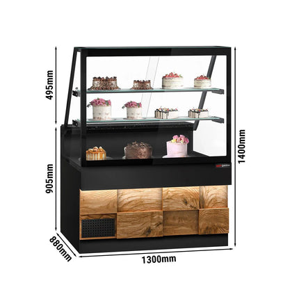 GGM Gastro Serve Over Counter TORONTO - 1300mm - double glazing - wood front - granite worktop - with 2 shelves