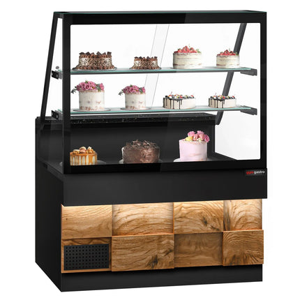 GGM Gastro Serve Over Counter TORONTO - 1300mm - double glazing - wood front - granite worktop - with 2 shelves