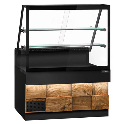 GGM Gastro Serve Over Counter TORONTO - 1300mm - double glazing - wood front - granite worktop - with 2 shelves