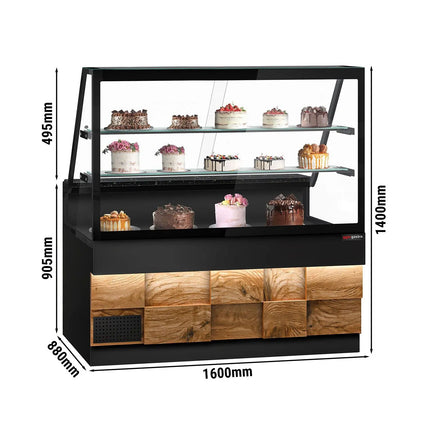GGM Gastro Serve Over Counter TORONTO - 1600mm - double glazing - 2 shelves - granite worktop - wood front