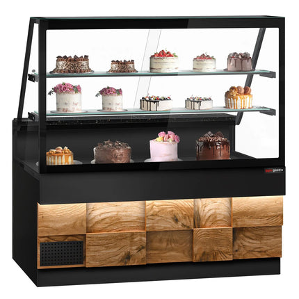 GGM Gastro Serve Over Counter TORONTO - 1600mm - double glazing - 2 shelves - granite worktop - wood front