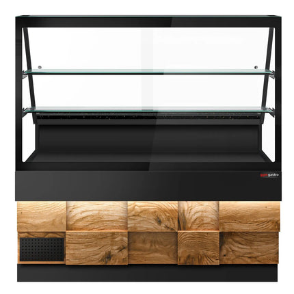 GGM Gastro Serve Over Counter TORONTO - 1600mm - double glazing - 2 shelves - granite worktop - wood front