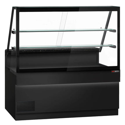 GGM Gastro Serve Over Counter TORONTO - 1600x900mm - double glazing - black front - with 2 shelves - granite worktop