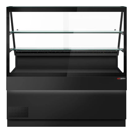 GGM Gastro Serve Over Counter TORONTO - 1600x900mm - double glazing - black front - with 2 shelves - granite worktop