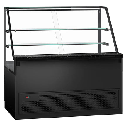 GGM Gastro Serve Over Counter TORONTO - 1600x900mm - double glazing - black front - with 2 shelves - granite worktop
