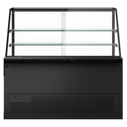 GGM Gastro Serve Over Counter TORONTO - 1600x900mm - double glazing - black front - with 2 shelves - granite worktop