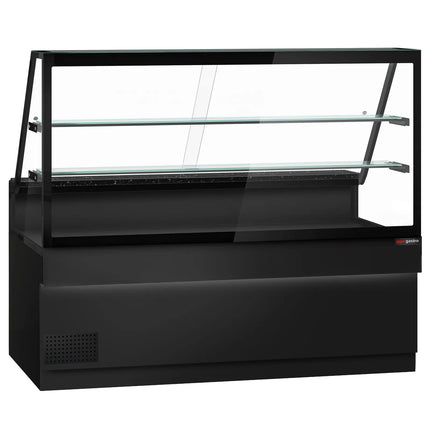 GGM Gastro Serve Over Counter TORONTO - 2000mm - double glazing - black front - with 2 shelves - granite worktop