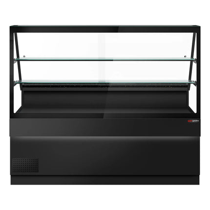 GGM Gastro Serve Over Counter TORONTO - 2000mm - double glazing - black front - with 2 shelves - granite worktop