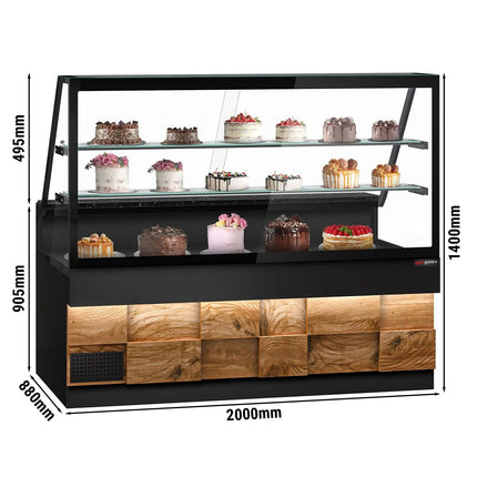 GGM Gastro Serve Over Counter TORONTO - 2000mm - double glazing - wood front - granite worktop - with 2 shelves