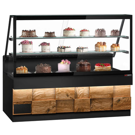 GGM Gastro Serve Over Counter TORONTO - 2000mm - double glazing - wood front - granite worktop - with 2 shelves