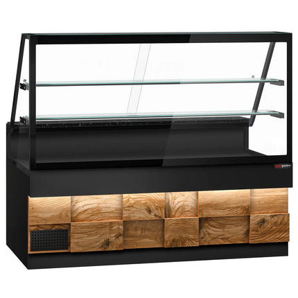 GGM Gastro Serve Over Counter TORONTO - 2000mm - double glazing - wood front - granite worktop - with 2 shelves