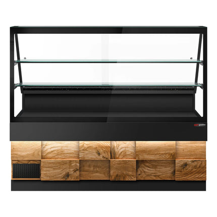 GGM Gastro Serve Over Counter TORONTO - 2000mm - double glazing - wood front - granite worktop - with 2 shelves