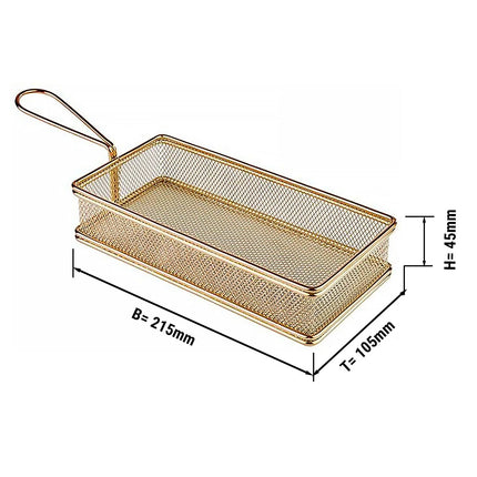 GGM Gastro Serving Basket - SNACKHOLDER - Stainless Steel - Rectangular - 215x105mm - with 1 Handle - GOLD