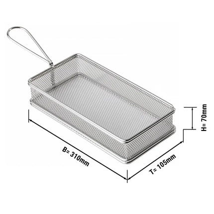 GGM Gastro Serving Basket - SNACKHOLDER - Stainless Steel - Rectangular - 310x105mm - with 1 Handle