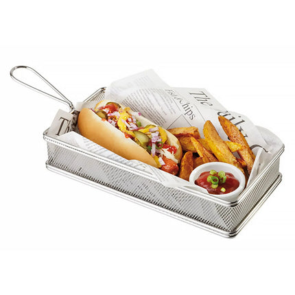 GGM Gastro Serving Basket - SNACKHOLDER - Stainless Steel - Rectangular - 310x105mm - with 1 Handle