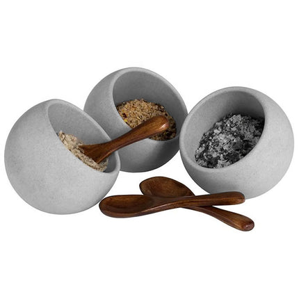 GGM Gastro Serving set - MOON - Melamine & Wood - 50ml - 80x80mm - Depth: 75mm - Grey