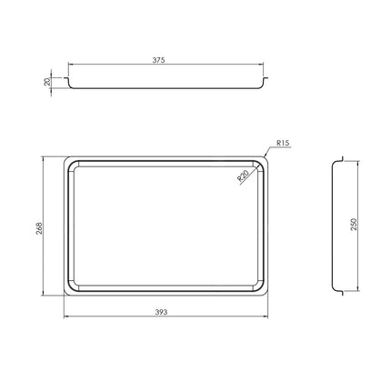 GGM Gastro Serving Tray - Stainless Steel - with Rim - 393x268x20mm