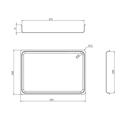 GGM Gastro Serving Tray - Stainless Steel - with Rim - 393x268x70mm
