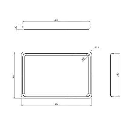 GGM Gastro Serving Tray - Stainless Steel - with Rim - 413x262x20mm