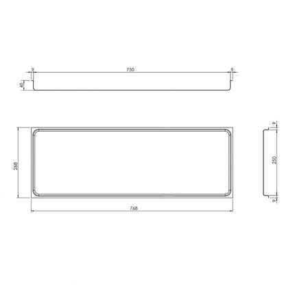GGM Gastro Serving Tray - Stainless Steel - with Rim - 768x268x40mm