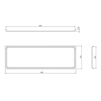GGM Gastro Serving Tray - Stainless Steel - with Rim - 820x270x20mm