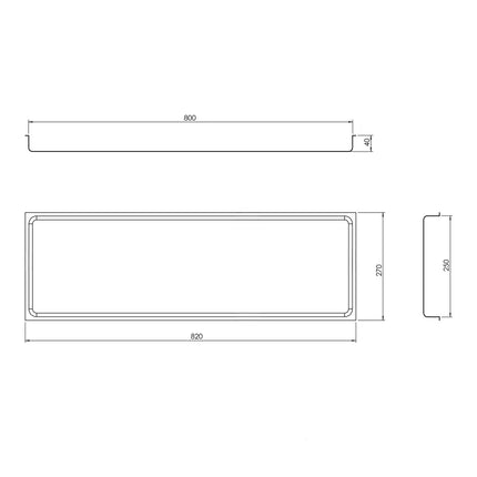 GGM Gastro Serving Tray - Stainless Steel - with Rim - 820x270x40mm