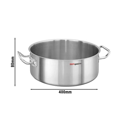 GGM Gastro Shallow Casserole – Stainless Steel - 10L - Ø 400mm - Height: 80mm - Induction Compatible