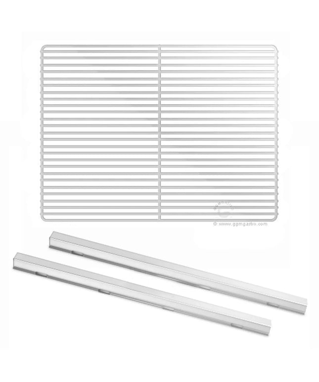 GGM Gastro Shelf guides - Stainless steel - 1050x410mm - EN 600x400 - Left & Right stop - for BGI, BKGI, BKI, BTGI, BZI & POI (800mm depth)